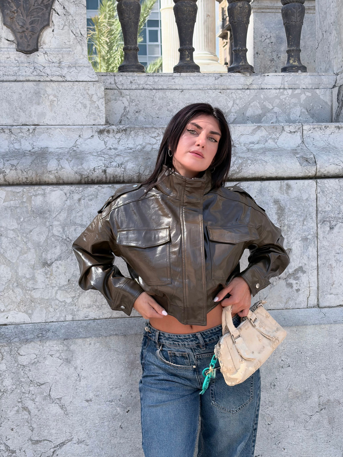 GIACCA IN ECOPELLE CROP