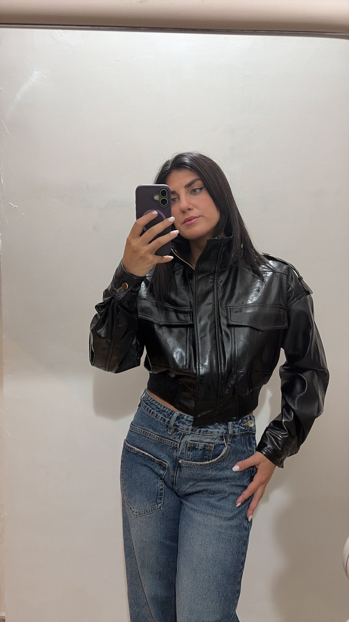 GIACCA IN ECOPELLE CROP